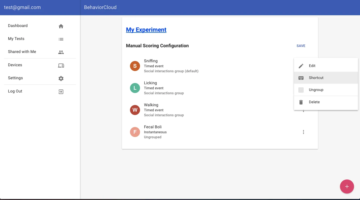 Manual scoring configuration